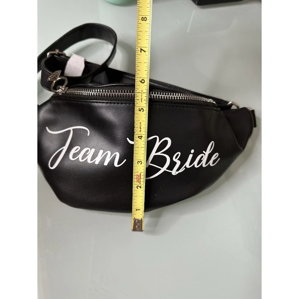 Bachelorette Party TEAM BRIDE Belt Bag Black‎ Faux Leather Diamond Ring Zipper